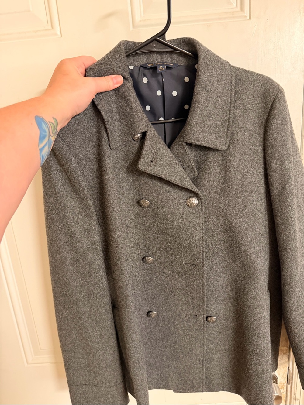 Brooks brothers wool peacoat- gray - size 14 women’s